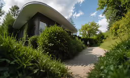 a building with a curved design is shown