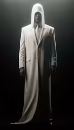 a man with a white hoodie and coat