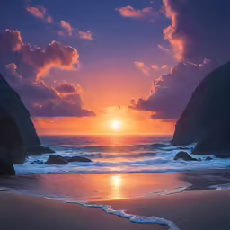 the sun is rising in the sky over the ocean