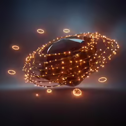 a light on top of a table with a black top
