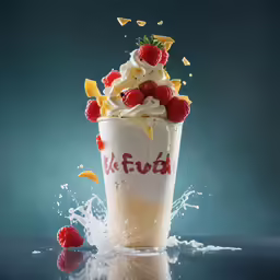 the ice cream floats above a cup of coffee
