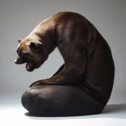 a stuffed gorilla sitting in the middle of a studio photo