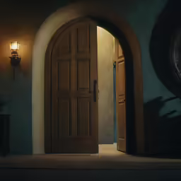 a large door leading to a living room in an old building
