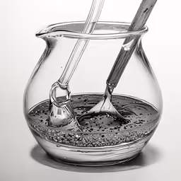 a pitcher that has a small spoon inside of it