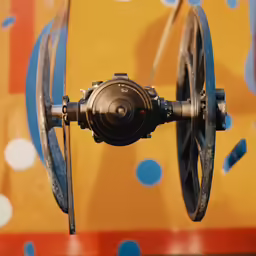 a small object sits on display inside a room