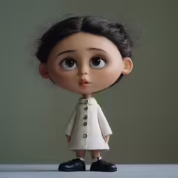 a doll that is wearing a dress and black shoes