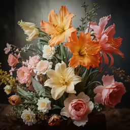 a bouquet of flowers sitting on top of a table