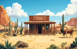 a large horse is in front of a store