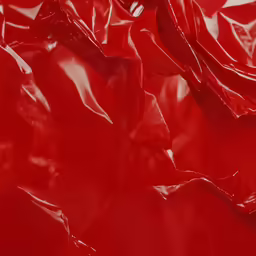 a red plastic bag that has been made into something