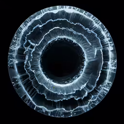 the center of a circular object in blue light