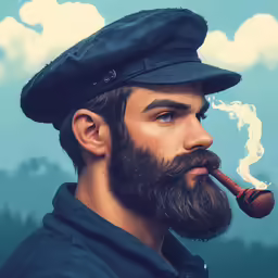 an image of a man smoking a pipe