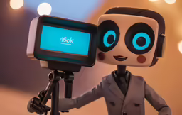 a small robot that is next to a camera