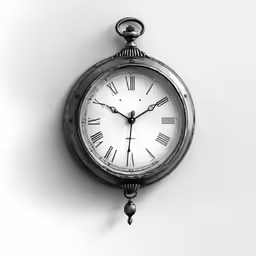 an antique silver pocket watch hanging on the wall