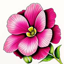 a large pink flower with green leaves is shown,a pink flower with green leaves is shown