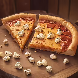 a pizza with cheese and other toppings sits on a pan