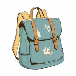 the back view of a backpack with flower designs