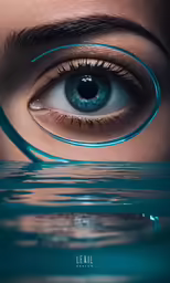 an eye is seen looking over a pool
