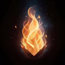 a firework with orange flames against a dark background