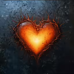 there is a heart that has a crown of leaves on it