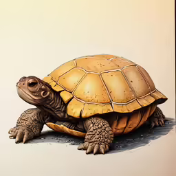 a drawing of a turtle sitting in front of white background