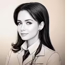 an artistic illustration of the girl wearing a shirt and tie