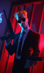 an image of a man in sunglasses holding a gun