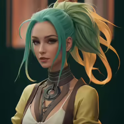a rendering of an avatar with hair in a ponytail