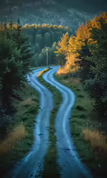 a dirt road and a hill in the distance