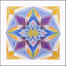 a drawing of a colorful star like object