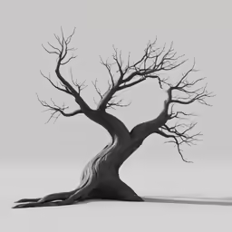 a large bare tree with a barren background