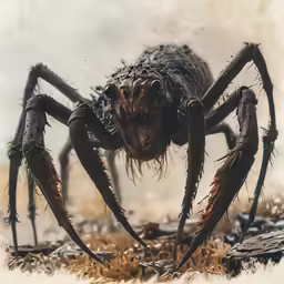 the giant spider is in the midst of destruction