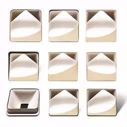 an arrangement of different shapes and sizes of dishes