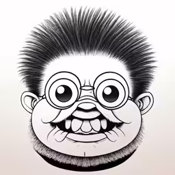 a cartoon of an evil man with black hair