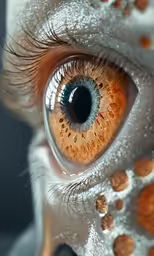 an eye with many orange circles around it