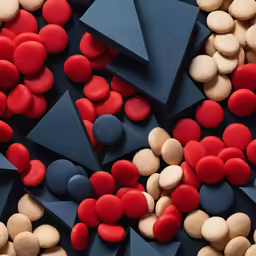 small red and black cookies sitting next to each other