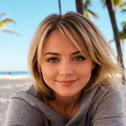 a woman laying down on top of a sandy beach