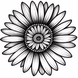 a black and white flower with an open center