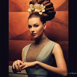 a woman with flower in her hair