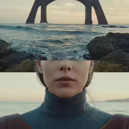 a collage shows a person staring back at the camera