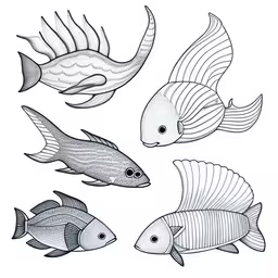 fish drawings on a white paper