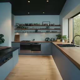 a kitchen with various appliances in it