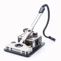 a leica and cord is attached to an old style camera