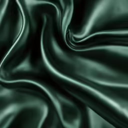 the green satin is smooth and wavy