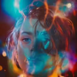 a close up of a person with a light on