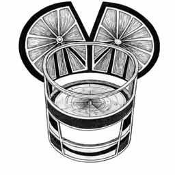 drawing of a container with two sliced lemons in it