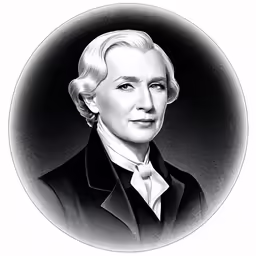 an old drawing of a woman in black and white