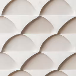 a series of round white blocks with rounded shapes