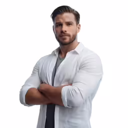 a man wearing a white shirt and black tie