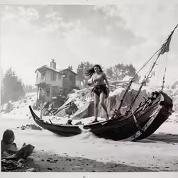 a girl standing on the side of a boat