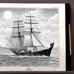 a ship sailing in the ocean at full speed